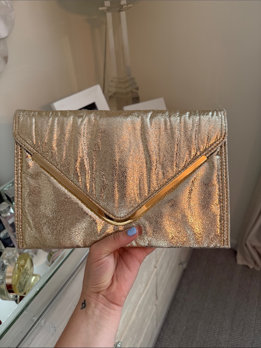 Metallic Gold Envelope Clutch Bag